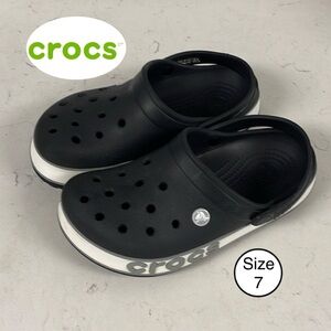 Crocs Crocband Bold Logo Clog Black Unisex Sandals Women’s Size 7 - Men’s Size 5